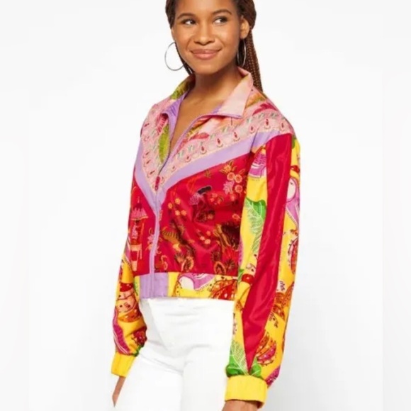 FARM Rio Jackets & Blazers - NWT Farm‎ Rio Women's Mixed Scarves Multi Color Windbreaker Jacket Size XL
